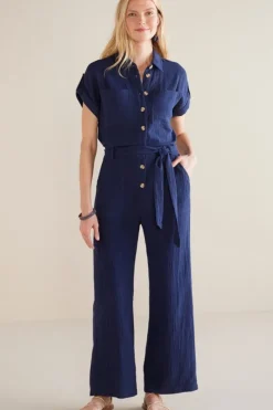 Soft Surroundings Dresses|Jumpsuits|Natasha Gauze Jumpsuit Navy