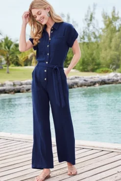 Soft Surroundings Dresses|Jumpsuits|Natasha Gauze Jumpsuit Navy