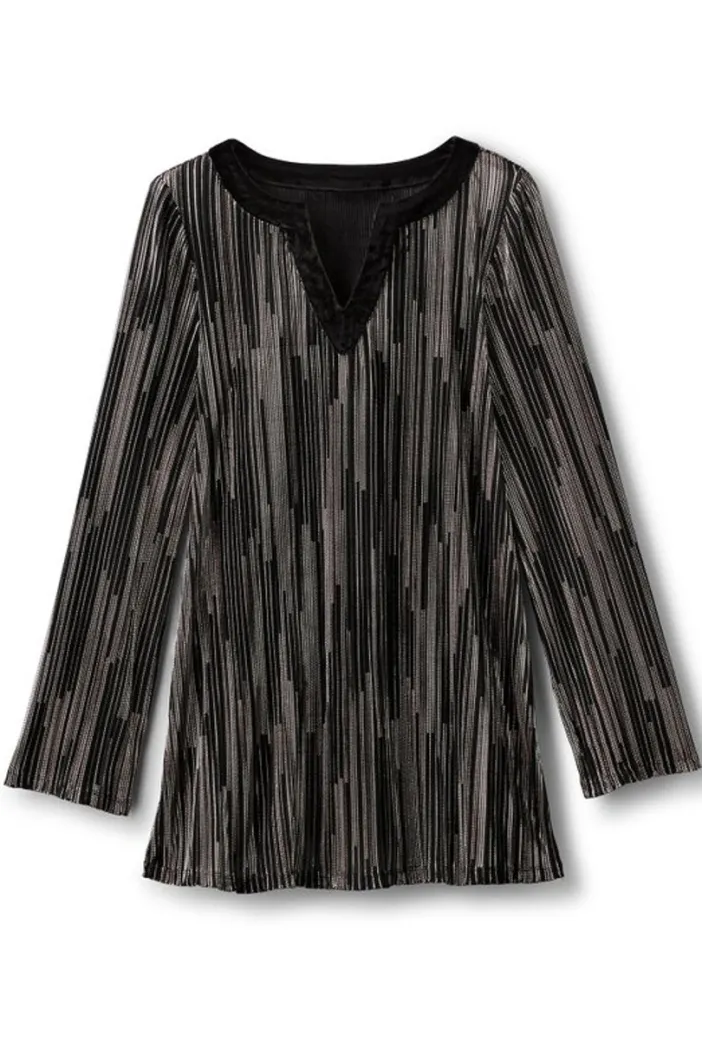 Soft Surroundings Tops|Nevelle Tunic BlackLurexKnit