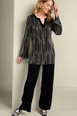 Soft Surroundings Tops|Nevelle Tunic BlackLurexKnit
