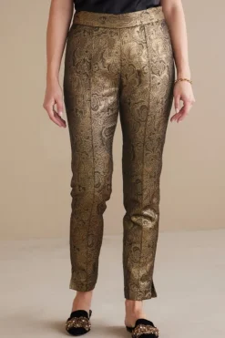Soft Surroundings Pants|Nevina Jacquard Trouser GoldFloral