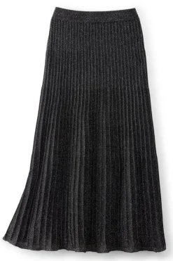 Soft Surroundings Skirts|Nisha Knit Pleated Skirt Black/Silver