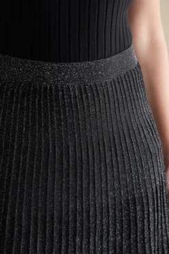 Soft Surroundings Skirts|Nisha Knit Pleated Skirt Black/Silver