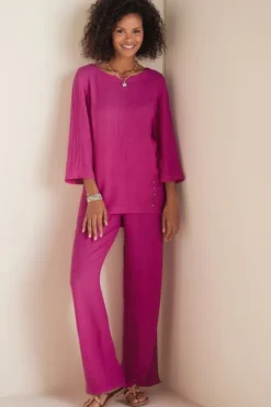 Soft Surroundings Pants|Oceo Gauze Wide-Leg Pants