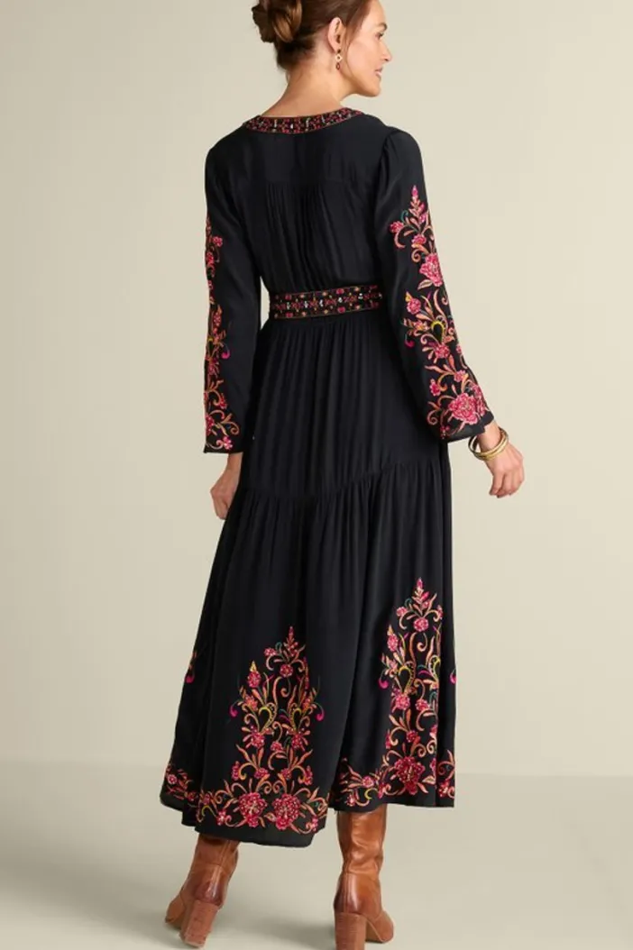 Soft Surroundings Dresses|Onyx Embellished Maxi Dress Black