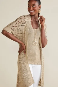 Soft Surroundings Tops|Sweaters & Cardigans|Opaline Shimmer Cardigan Sesame