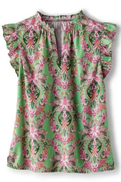 Soft Surroundings Tops|Paige Linen Blend Top TropicalDamaskMedallion