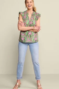 Soft Surroundings Tops|Paige Linen Blend Top TropicalDamaskMedallion