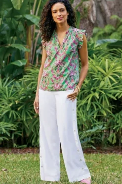 Soft Surroundings Tops|Paige Linen Blend Top TropicalDamaskMedallion