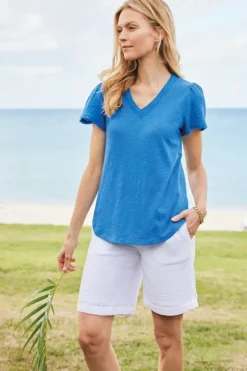 Soft Surroundings Tops|Philippa Gauze Sleeve Tee