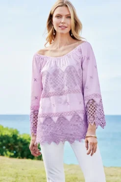 Soft Surroundings Tops|Pilar Off The Shoulder Top OrchidBloom