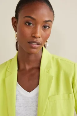 Soft Surroundings Toppers|Dresses|Portofino Linen Blend Boyfriend Blazer Lime