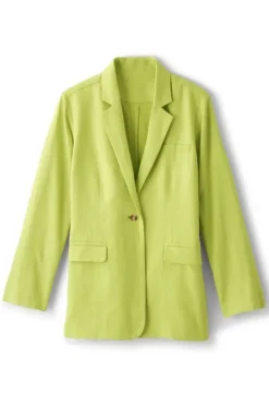 Soft Surroundings Toppers|Dresses|Portofino Linen Blend Boyfriend Blazer Lime