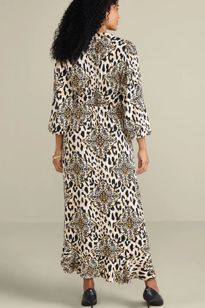 Soft Surroundings Dresses|Priyani Midi Dress LeopardMedallion