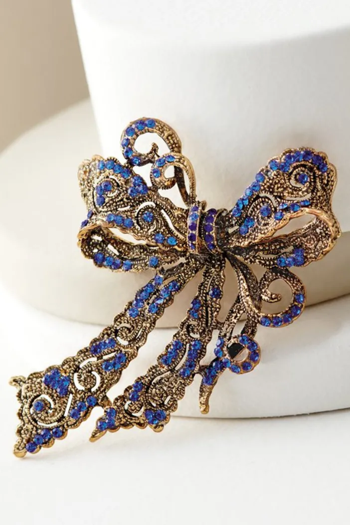 Soft Surroundings Jewelry|Put A Bow On It Brooch Blue