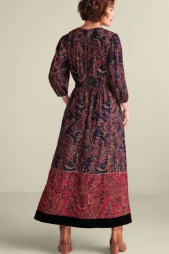 Soft Surroundings Dresses|Quinn Maxi Dress FlowingPaisleyBlack+Red