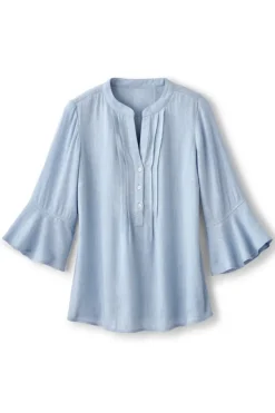 Soft Surroundings Tops|Raisa Linen Blend Top BlueBell