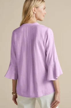 Soft Surroundings Tops|Raisa Linen Blend Top BlueBell