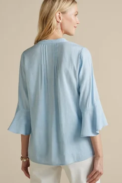 Soft Surroundings Tops|Raisa Linen Blend Top BlueBell