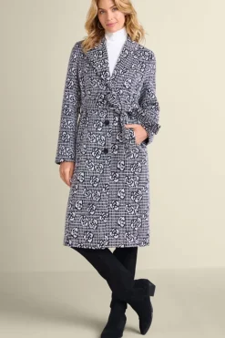 Soft Surroundings Jackets & Coats|Rami Jacquard Coat Black/White