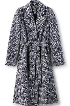Soft Surroundings Jackets & Coats|Rami Jacquard Coat Black/White