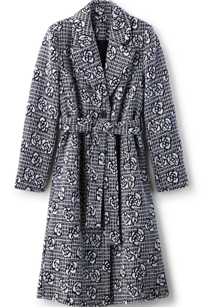 Soft Surroundings Jackets & Coats|Rami Jacquard Coat Black/White
