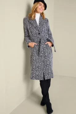 Soft Surroundings Jackets & Coats|Rami Jacquard Coat Black/White