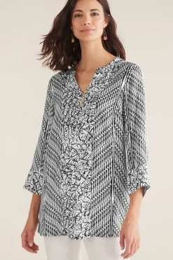 Soft Surroundings Tops|Ravello Top Black/WhiteAbstract