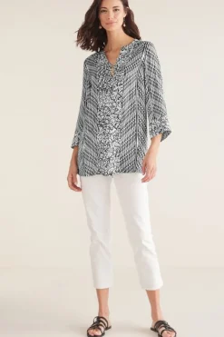 Soft Surroundings Tops|Ravello Top Black/WhiteAbstract