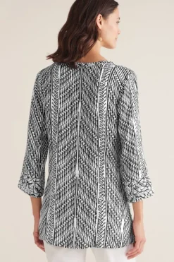 Soft Surroundings Tops|Ravello Top Black/WhiteAbstract