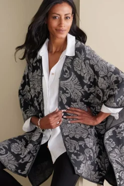 Soft Surroundings Scarves & Wraps|Rian Jacquard Ruana NeutralFloral