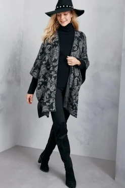 Soft Surroundings Scarves & Wraps|Rian Jacquard Ruana NeutralFloral