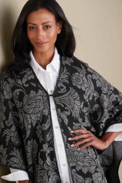 Soft Surroundings Scarves & Wraps|Rian Jacquard Ruana NeutralFloral