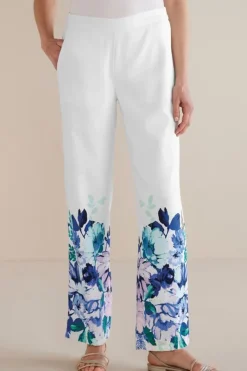 Soft Surroundings Pants|Ronna Linen Blend Wide Leg Pants WatercolorFloral