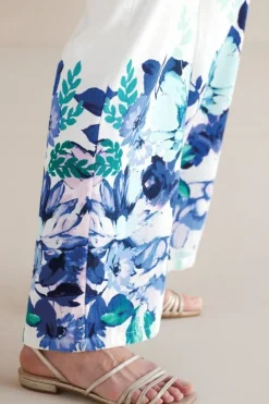 Soft Surroundings Pants|Ronna Linen Blend Wide Leg Pants WatercolorFloral