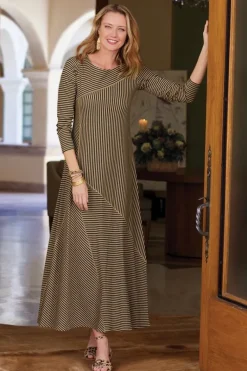 Soft Surroundings Dresses|Ryley Dress Brown/BlackStripe