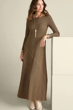 Soft Surroundings Dresses|Ryley Dress Brown/BlackStripe