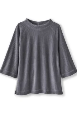 Soft Surroundings Tops|Samina Corduroy Pullover ShorelineGrey