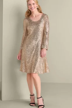 Soft Surroundings Dresses|Sancerre Sequin Dress GoldSequin