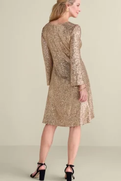 Soft Surroundings Dresses|Sancerre Sequin Dress GoldSequin
