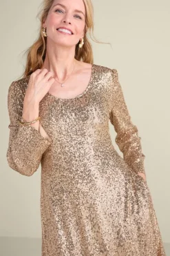 Soft Surroundings Dresses|Sancerre Sequin Dress GoldSequin