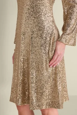 Soft Surroundings Dresses|Sancerre Sequin Dress GoldSequin