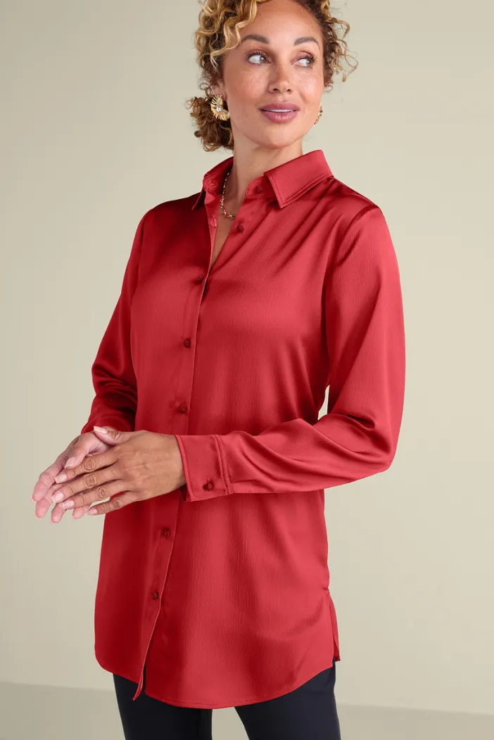 Soft Surroundings Tops|Satin Boyfriend Shirt