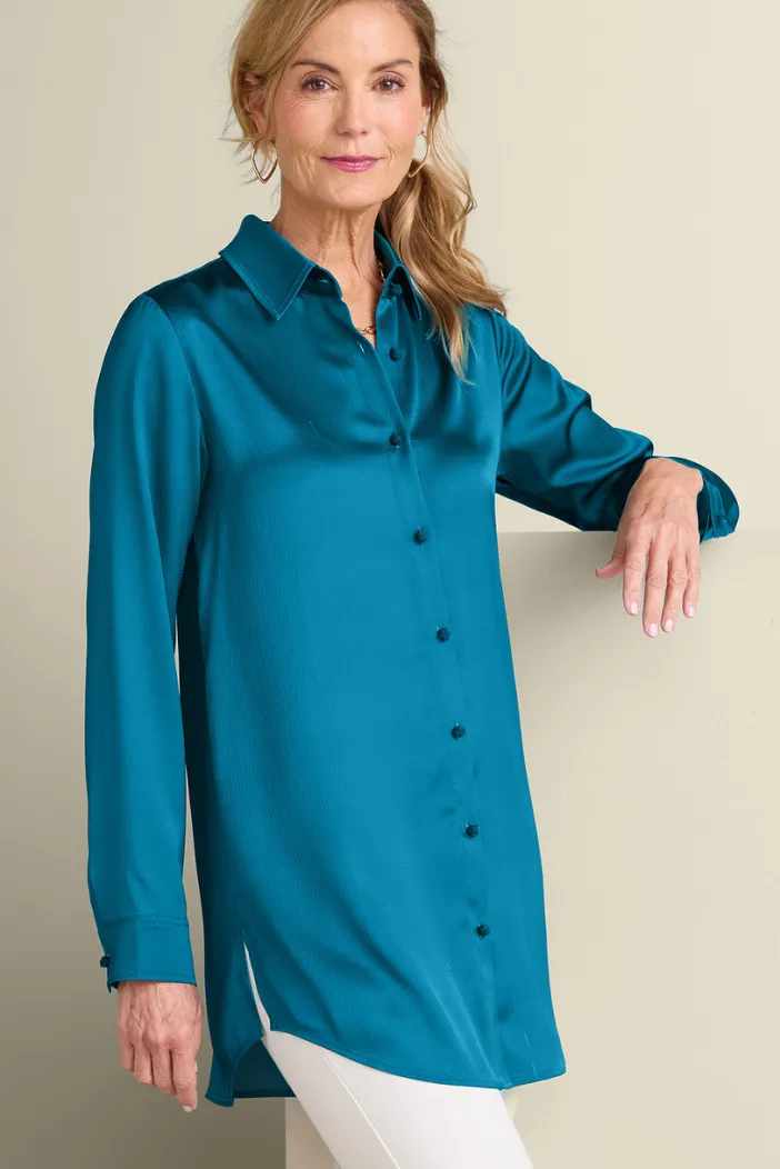 Soft Surroundings Tops|Satin Boyfriend Shirt