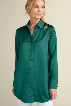 Soft Surroundings Tops|Satin Boyfriend Shirt
