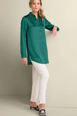 Soft Surroundings Tops|Satin Boyfriend Shirt