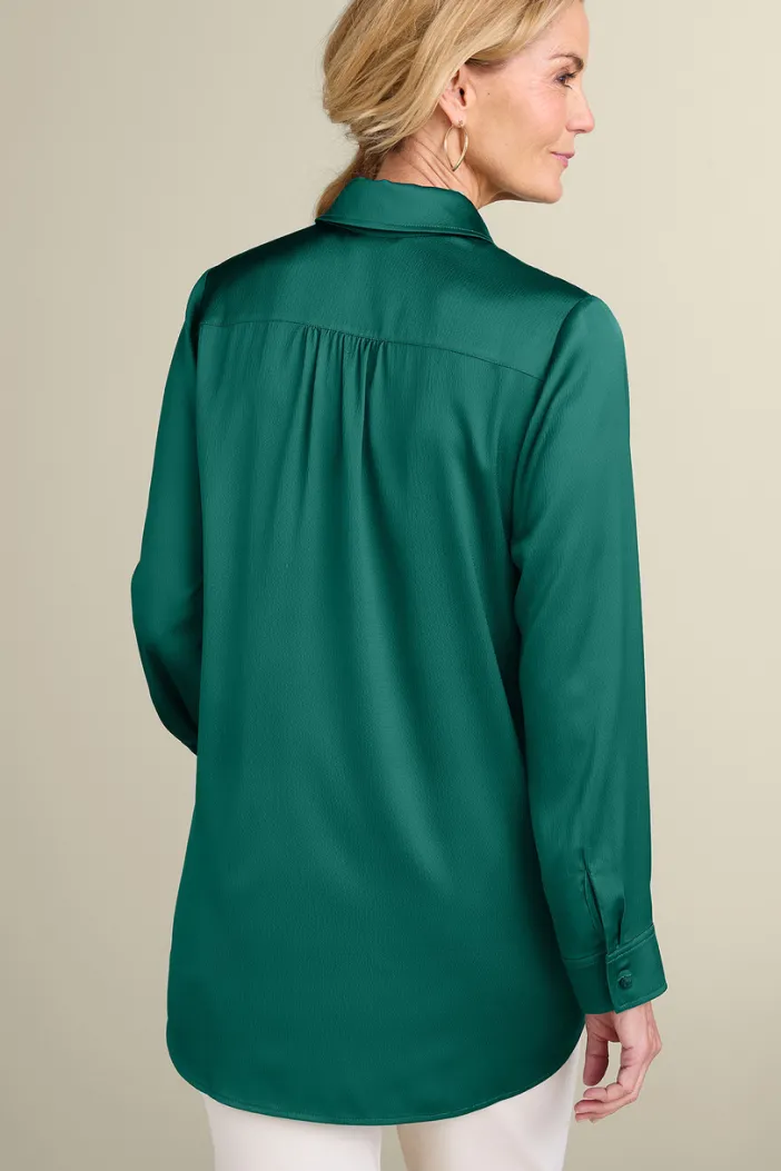 Soft Surroundings Tops|Satin Boyfriend Shirt