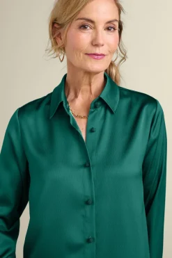 Soft Surroundings Tops|Satin Boyfriend Shirt
