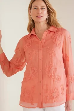 Soft Surroundings Tops|Savannah Embellished Tunic BurntCoral