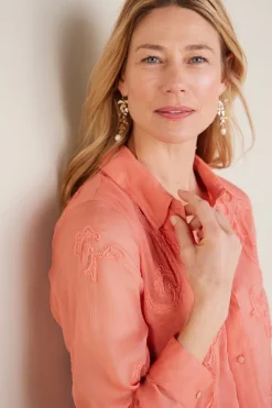 Soft Surroundings Tops|Savannah Embellished Tunic BurntCoral